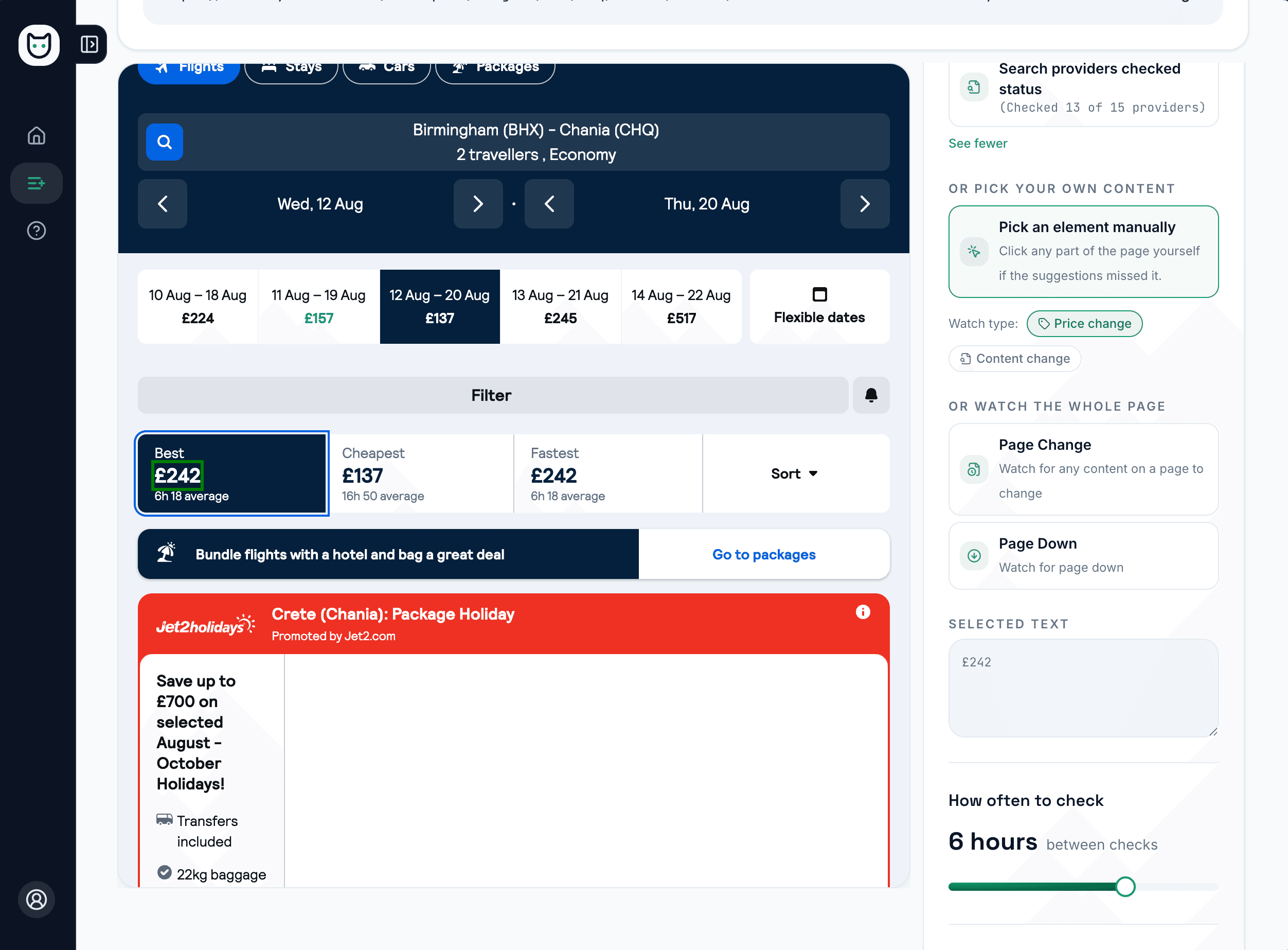 Clicking a price on a rendered product page to select it in MonitorCat's element picker