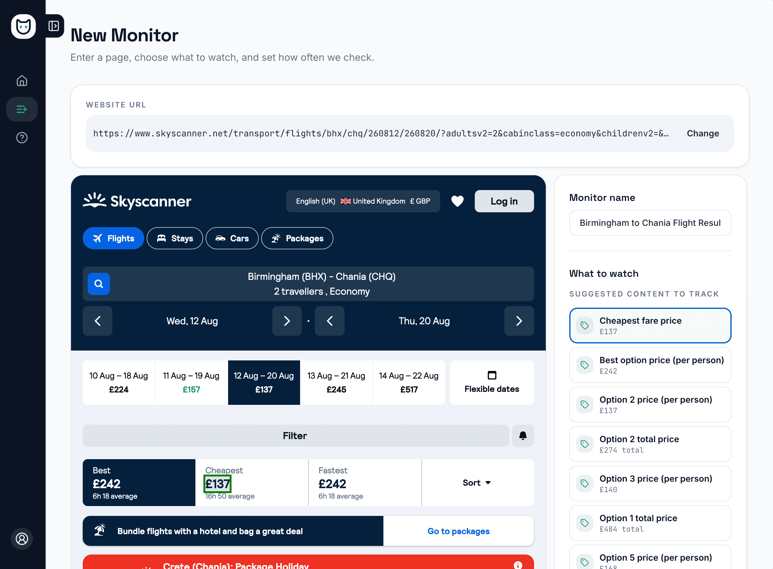 MonitorCat highlighting the price, title and stock elements to monitor on a product page during setup